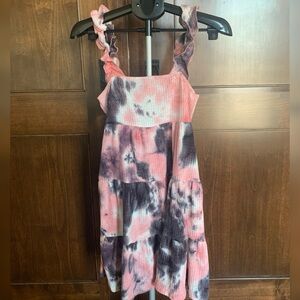 Pink and Purple Sleeveless Ruffle Spaghetti Strap Mini Sundress